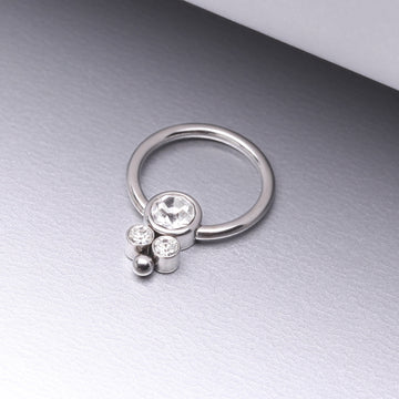 Detail View 1 of Royal Bali Sparkle Beaded Steel Captive Bead Ring-Clear Gem